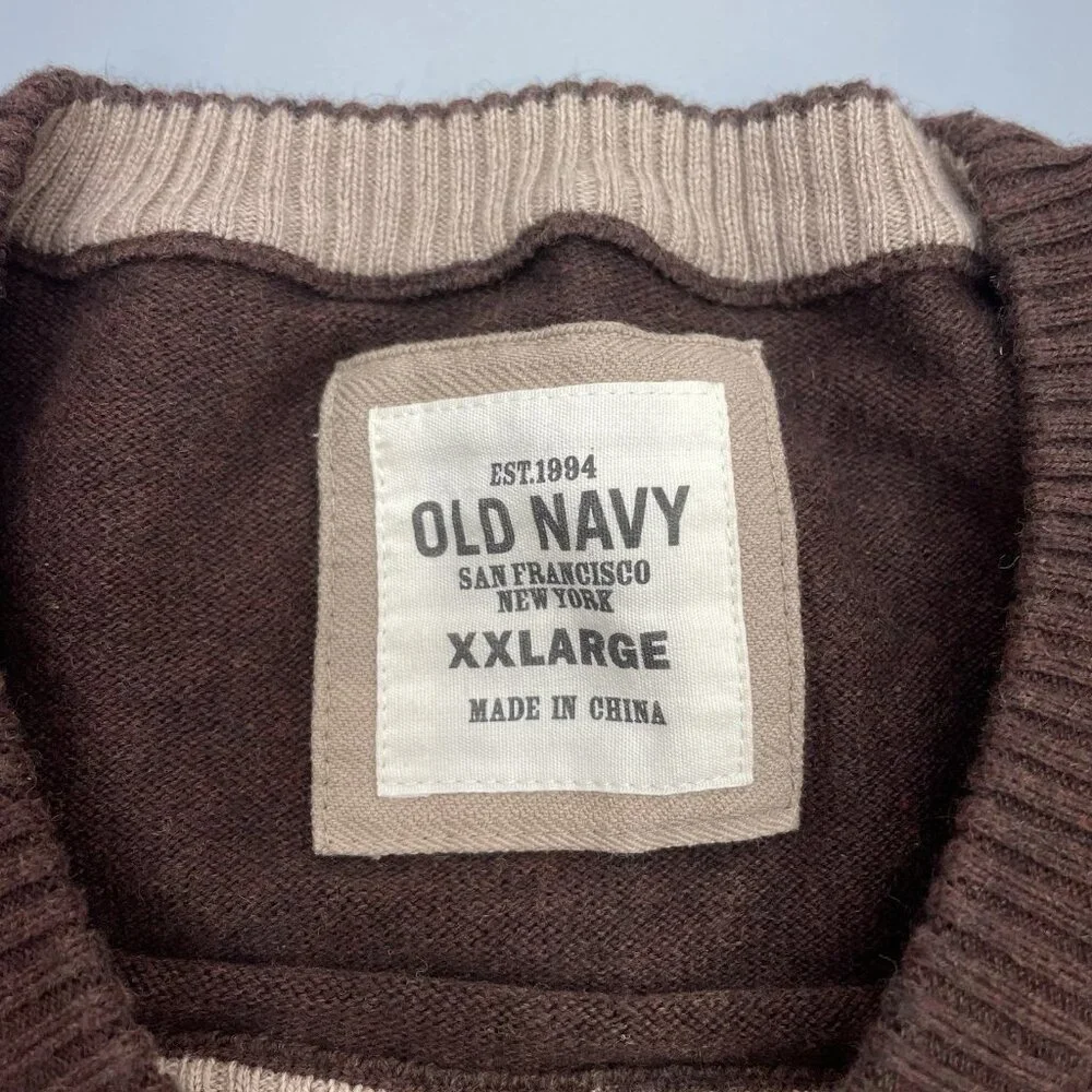 Old Navy Crewneck Sweater Cashmere Cotton Blend Brown Mens XXL
